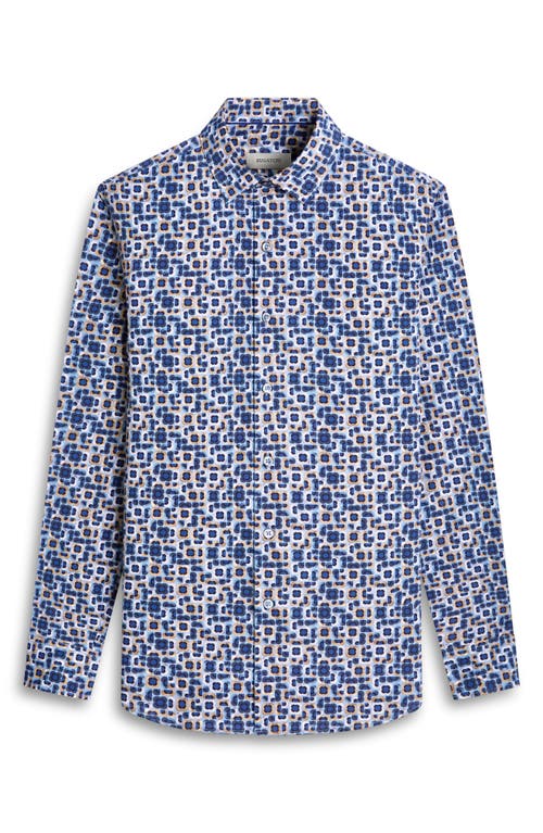 Bugatchi Julian Shaped Fit Geo Print Stretch Button-up Shirt In Air Blue