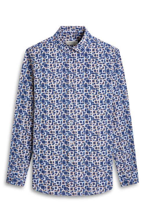 Shop Bugatchi Julian Shaped Fit Geo Print Stretch Button-up Shirt In Air Blue