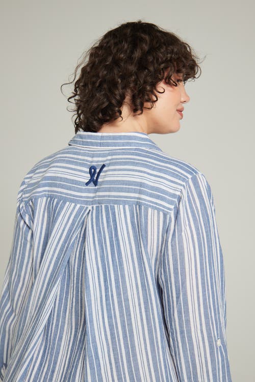 Nudea The Maxi Shirt In Navy Blue Stripe