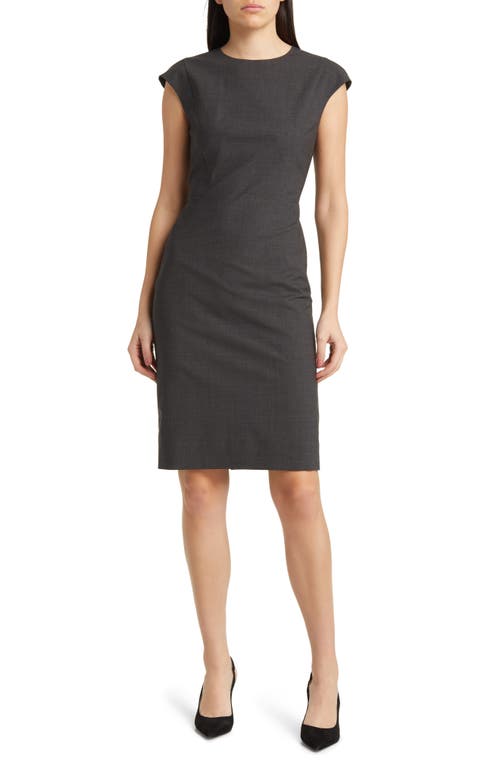 BOSS Dironah Virgin Wool Sheath Dress Charcoal at Nordstrom,