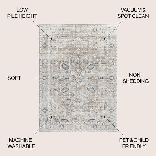 Shop Jonathan Y Shaii Global Medallion Low-pile Machine-washable Area Rug In Light Gray/brown