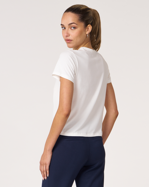 Rebody Active Rebody Essentials Short Sleeve Crop Tee In White