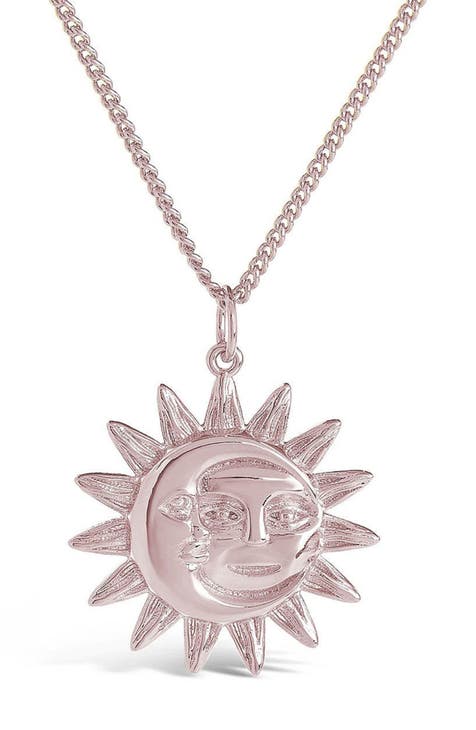 Sun & Moon Face Pendant Necklace