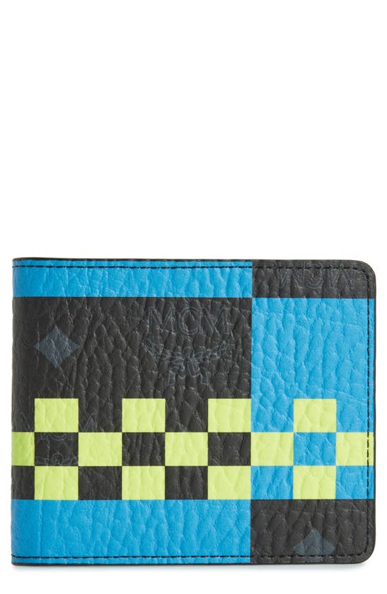 Mcm Aren Coated Canvas Bifold Wallet In Multi Blue