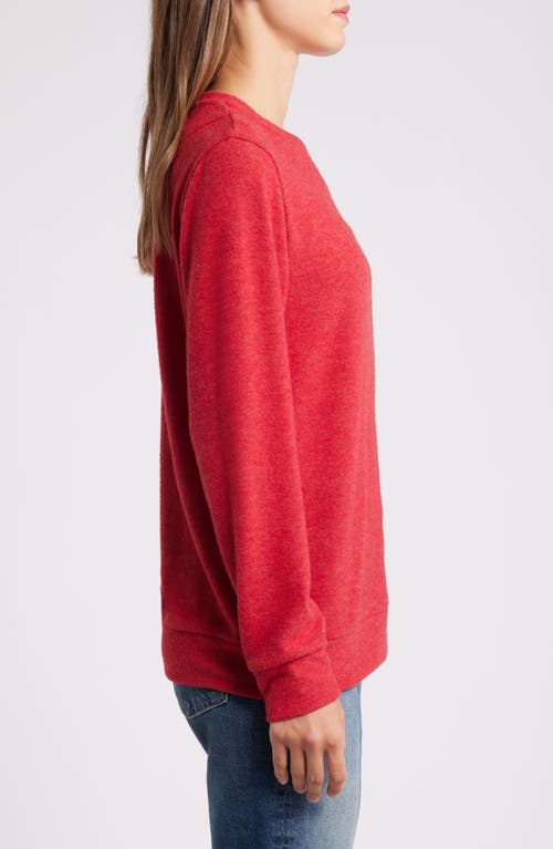 Loveappella Crewneck Brushed Jersey Top In Red