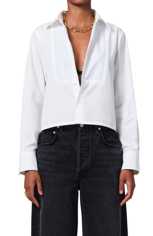 Shop Citizens Of Humanity Fino Boxy Crop Cotton Tuxedo Shirt In White