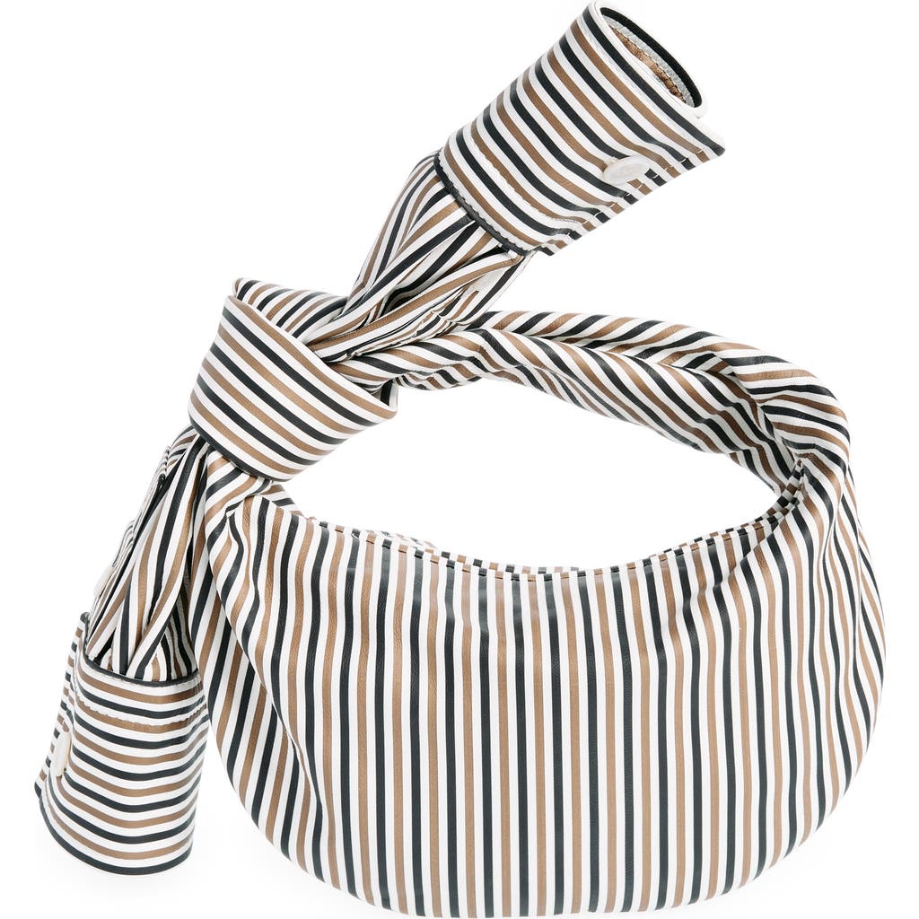 Bottega Veneta Womens Camel-black-m Brass Jodie Striped Leather Shoulder Bag