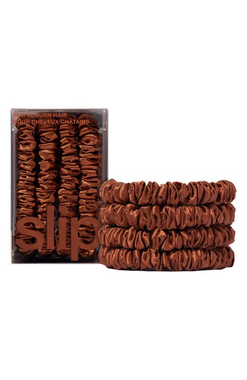 Slip Pure Silk 4-pack Skinny Scrunchies: Back To Basics Collection In Auburn