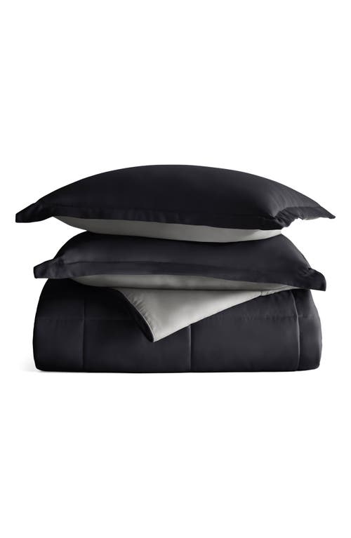 Homespun Premium Down Alternative Reversible Comforter Set In Black/fog