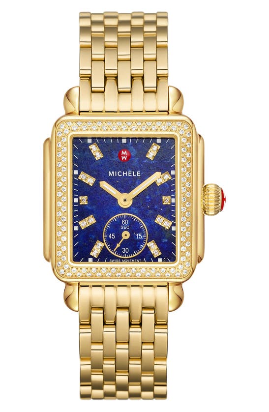 Shop Michele Deco Mid Diamond Dial Watch Head & Bracelet, 29mm In Gold