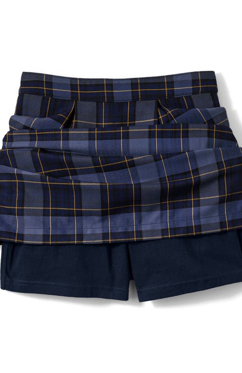 Lands' End School Uniform Plaid Skort Top Of Knee In Classic Navy Plaid