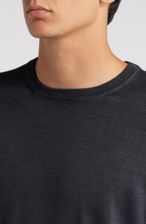 Shop Canali Wool & Silk Crewneck Sweater In Charcoal