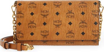 Mcm Medium Aren Coated Canvas Crossbody Bag in Cognac