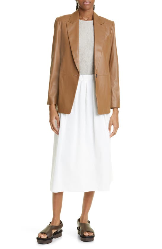 Cascade Pleated Linen-cotton Midi Skirt In Off White