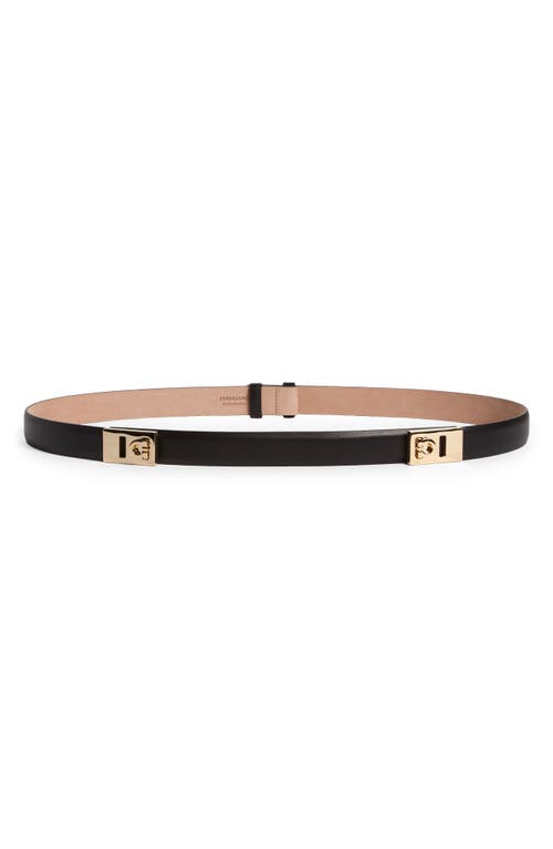 FERRAGAMO Donna Double Gancio Expandable Leather Belt in Black at Nordstrom, Size 100