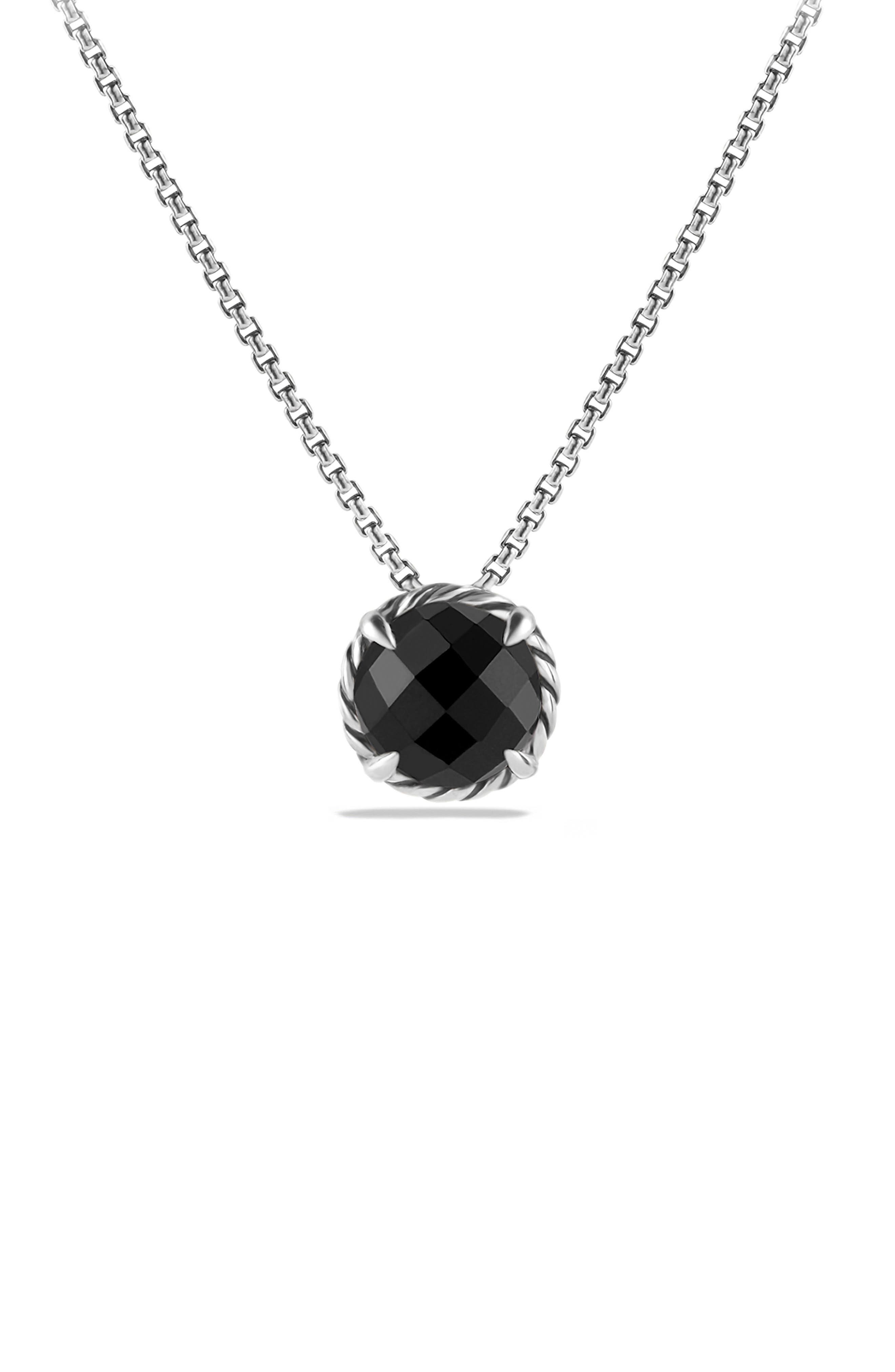 black and silver pendant necklace