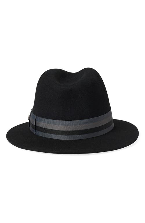 Shop Brixton Roma Wool Felt Fedora In Black/grey Charcoal