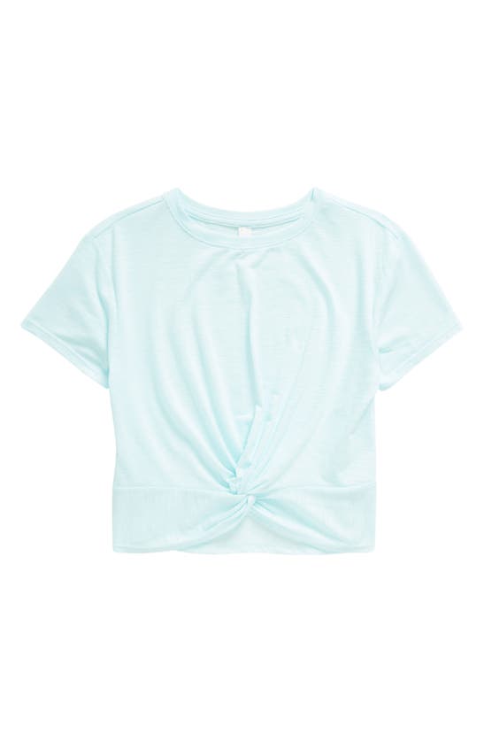 Shop Zella Girl Kids' Twist Front T-shirt In Teal Retreat