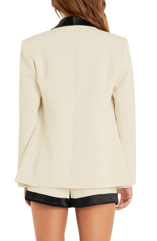 Shop Endless Rose Satin Lapel Blazer In Ivory