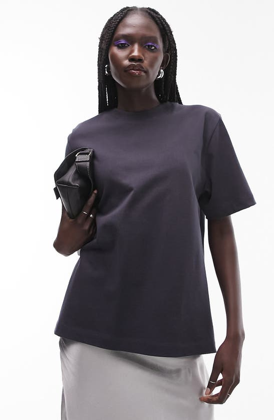 Shop Topshop Relaxed Fit T-shirt In Charcoal