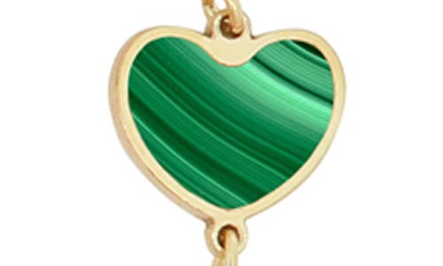 Shop House Of Frosted Heart Station Chain Bracelet In Gold/malachite