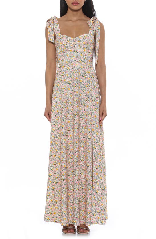 Alexia Admor Arya Sweetheart Tie Strap Maxi Dress In Ivory Floral