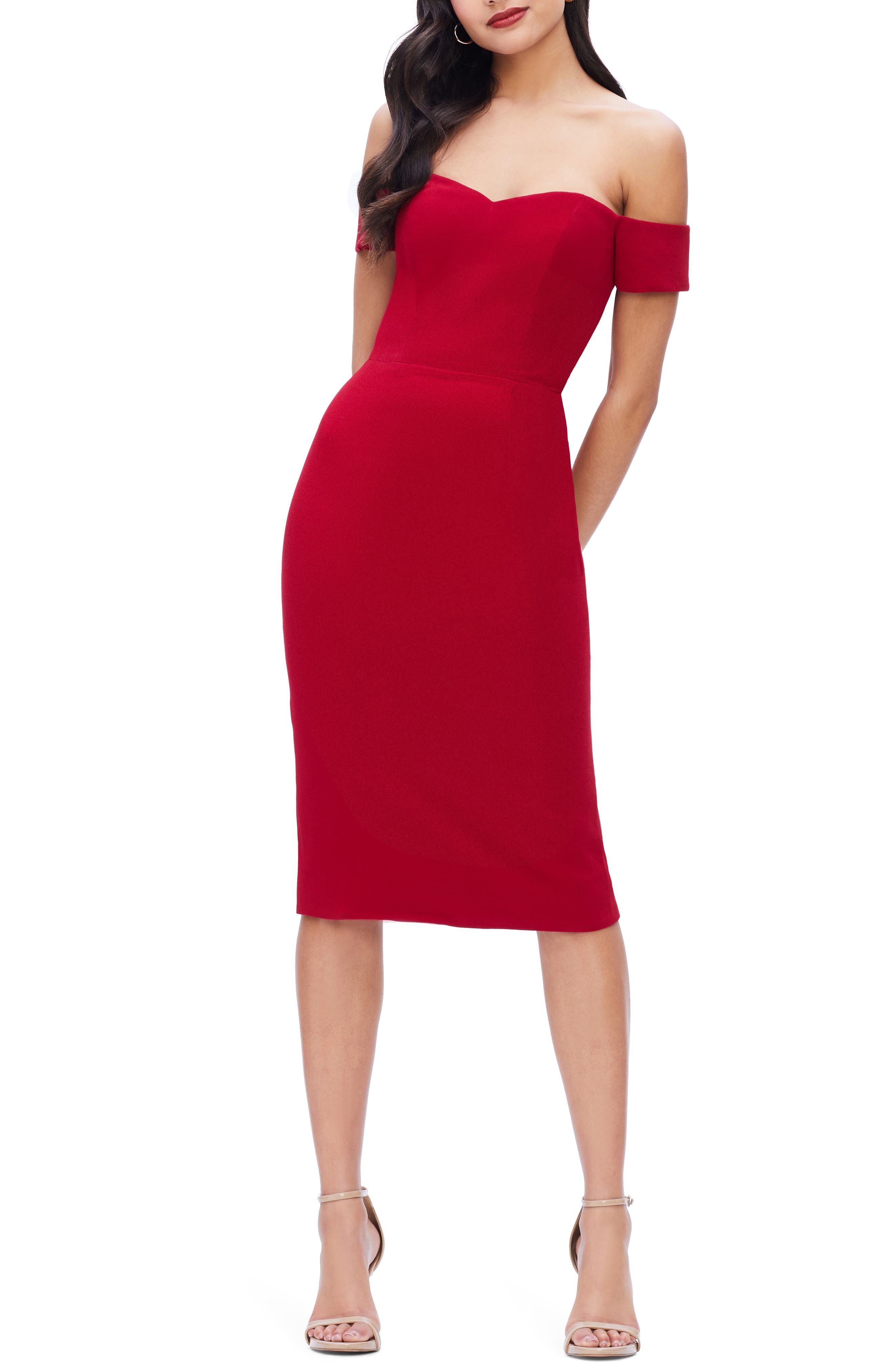 dress the population bailey off the shoulder bodycon dress