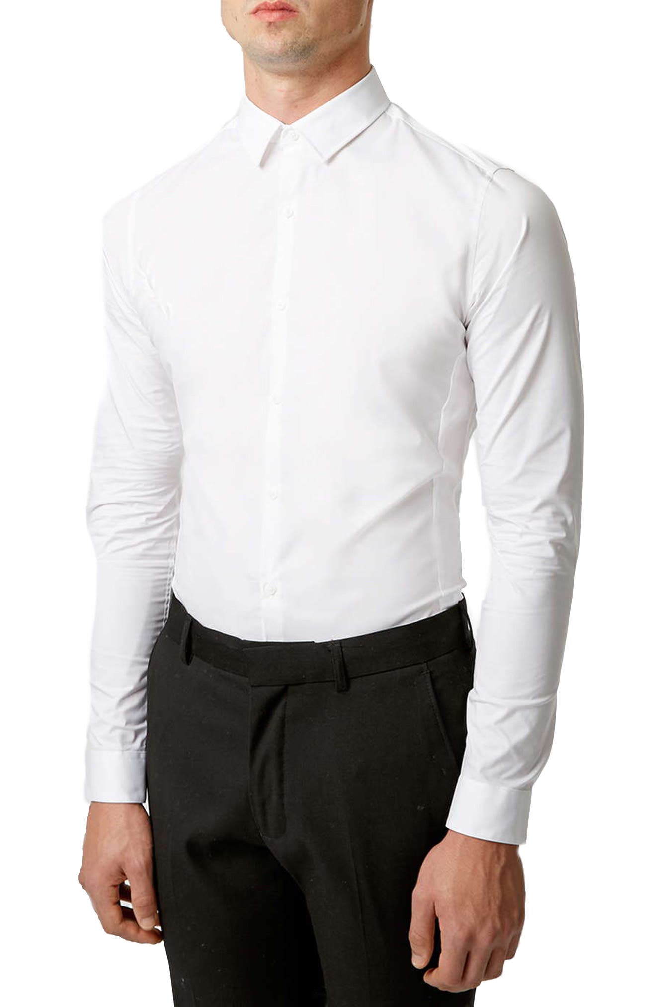 skinny fit white dress shirt