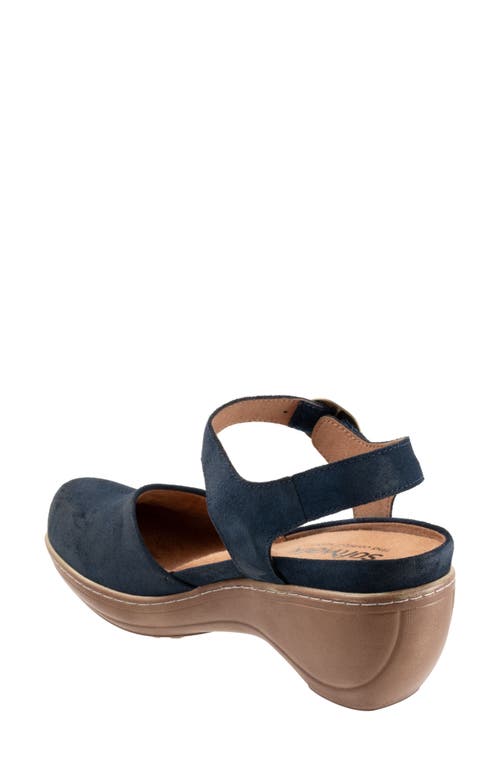 Softwalk ® Mabelle Ankle Strap Platform Clog In Navy Suede