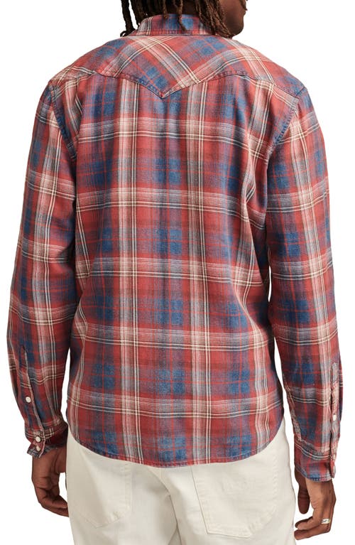 LUCKY BRAND LUCKY BRAND PLAID COTTON WESTERN SNAP-UP SHIRT 