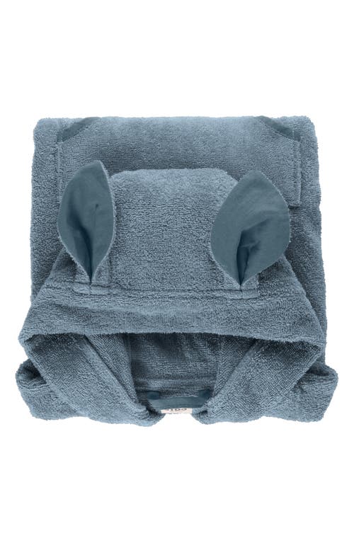 Shop Bibs Kangaroo Hooded Bath Towel & Bath Mitrs Set In Petrol