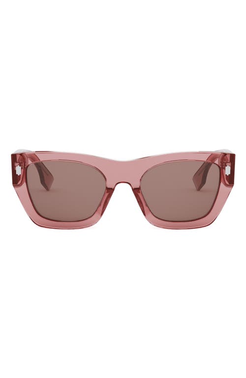 The Fendi Roma 63mm Rectangular Sunglasses in Shiny Pink /Bordeaux 