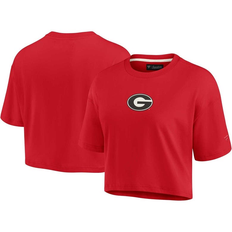 Shop Fanatics Signature Red Georgia Bulldogs Elements Super Soft Boxy Cropped T-shirt