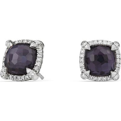 David Yurman Chatelaine Pave Bezel Earring With Black Orchid And Diamonds, m