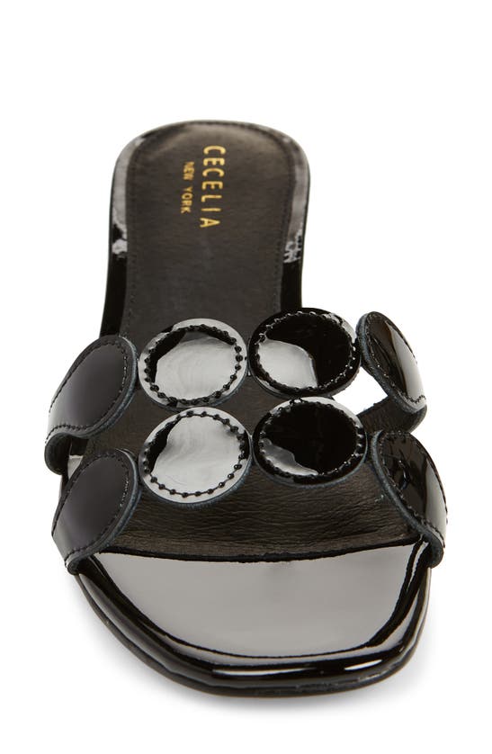 Cecelia New York Bunny Slide Sandal In Black Patent
