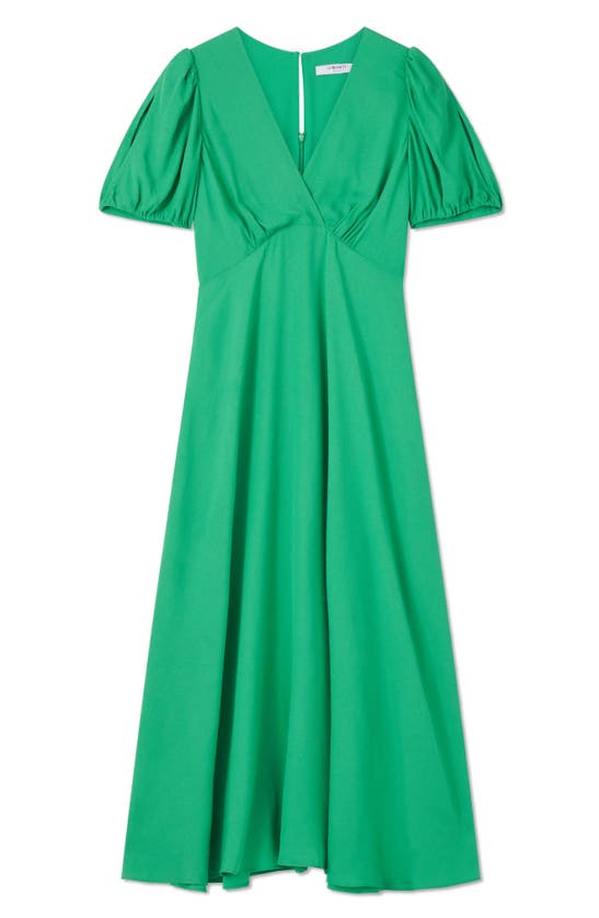 Shop Lk Bennett Hermia V-neck Midi A-line Dress In Green