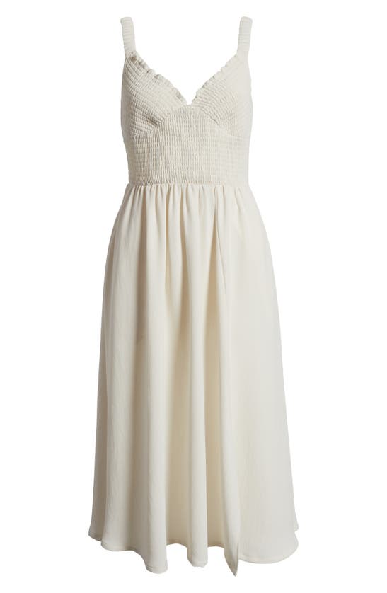 Nordstrom Smocked Bodice Sleeveless Midi Dress In Ivory Pristine
