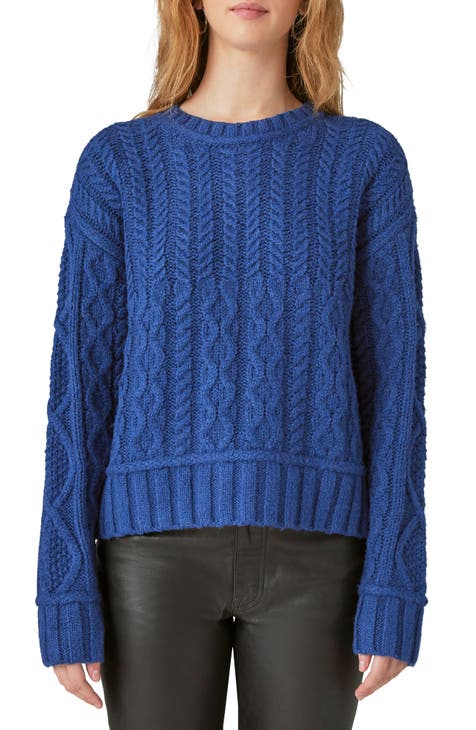 All in Favor Cable Crewneck Cutout Sweater in Brown at Nordstrom, Size Medium