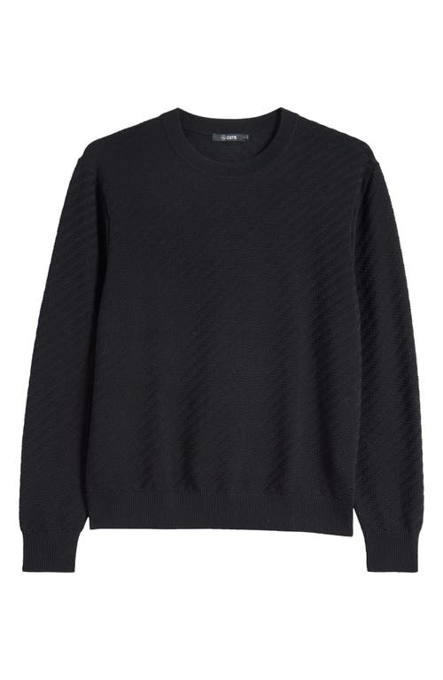 Shop Cuts Riviera Textured Cotton Blend Crewneck Sweater In Black