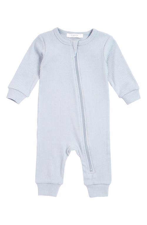 FIRSTS by Petit Lem Rib Fitted One-Piece Pajamas in 600 Blue