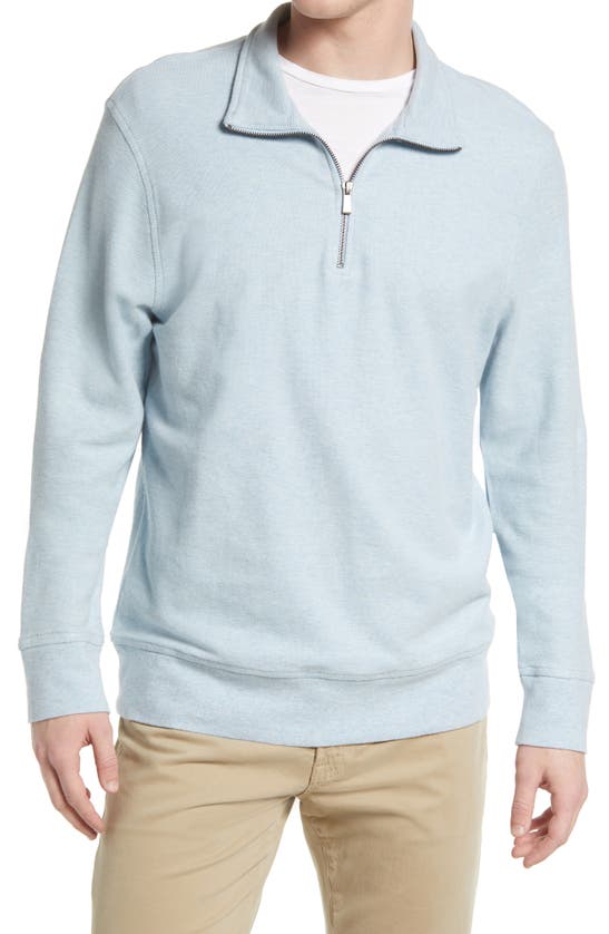 Nordstrom Quarter Zip Cotton Pullover In Blue Skyway Heather