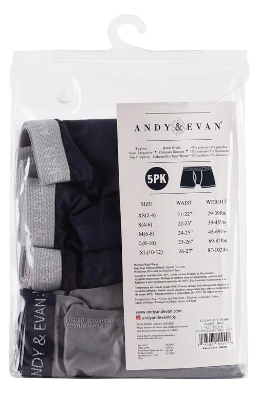 Shop Andy & Evan Kids' Assorted 5-pack Boxer Briefs In Navy/grey