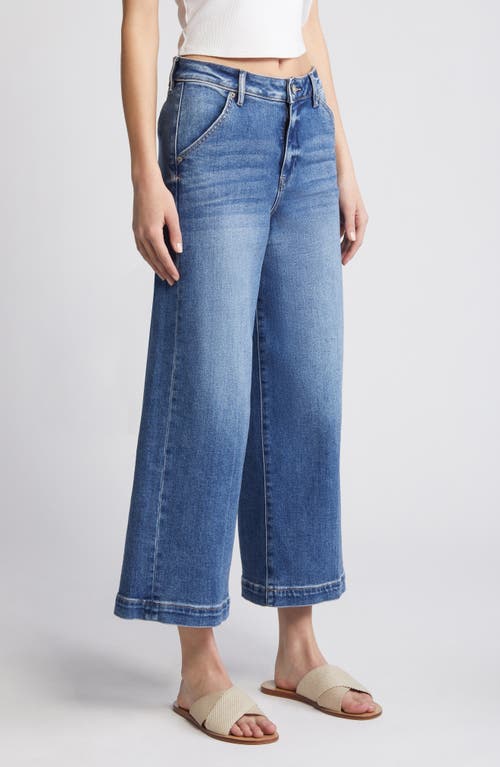 Shop Hidden Jeans Clean High Waist Crop Wide Leg Jeans In Dark Wash