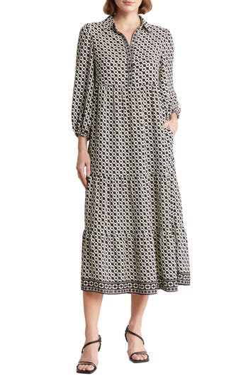 MAX STUDIO MAX STUDIO CREPE TIERED MAXI DRESS