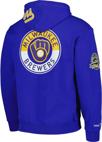 Men's Nike Gold/Navy Milwaukee Brewers Overview Half-Zip Hoodie Jacket