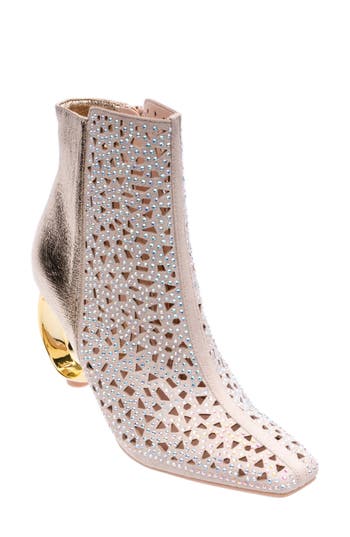 Lady Couture Breeze Rhinestone Pointed Toe Bootie In Gold