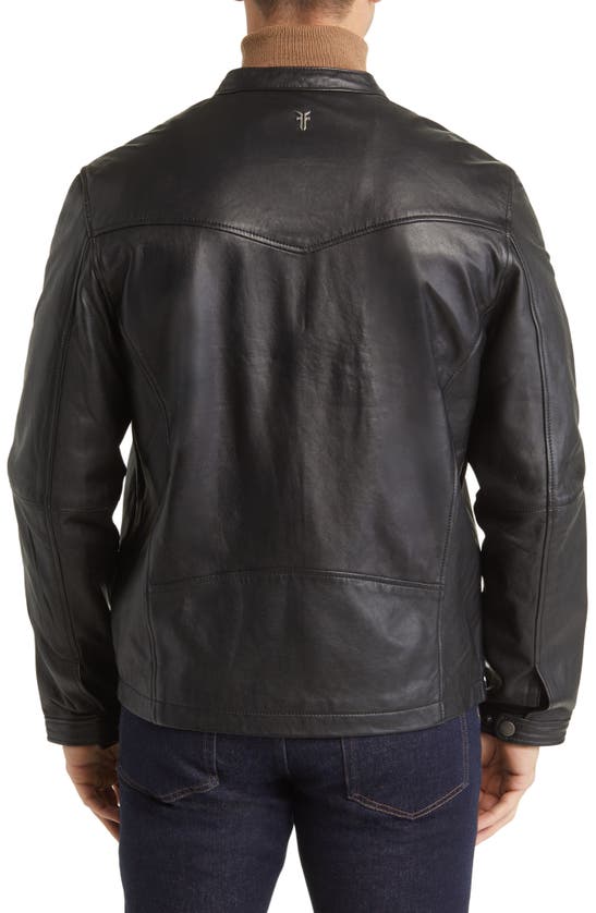 Shop Frye Café Racer Leather Jacket In Black