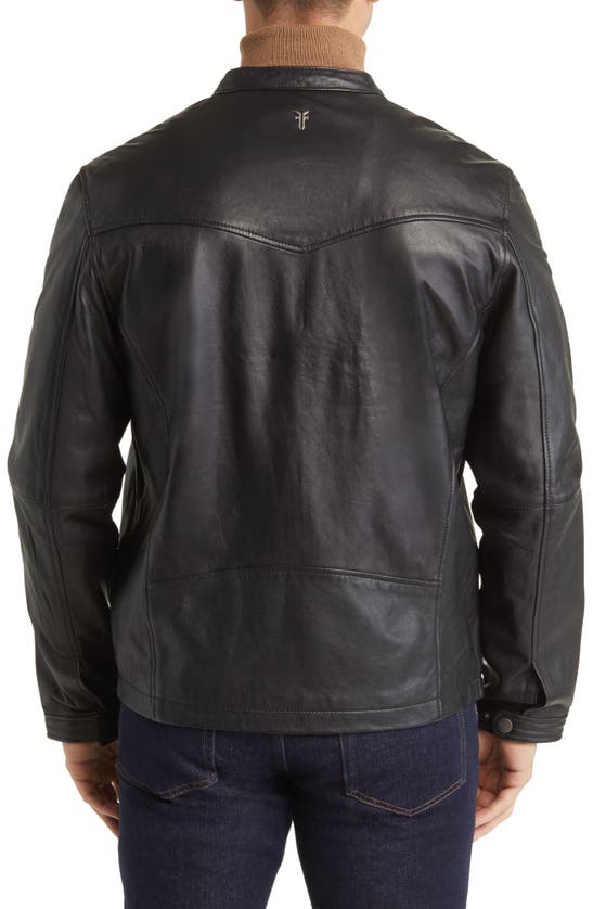Frye Café Racer Leather Jacket In Black