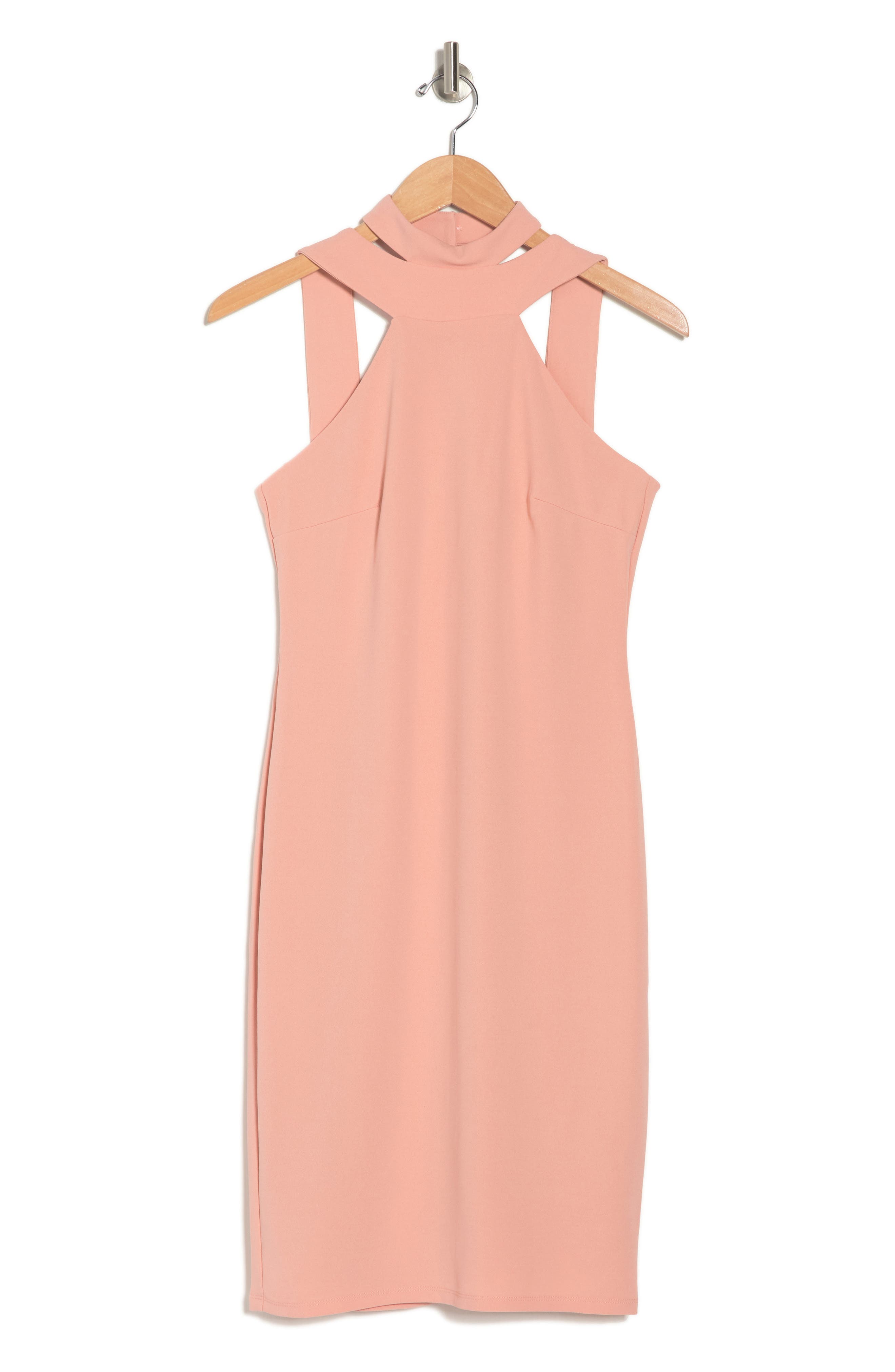 Bebe mock neck 2024 strappy crepe dress