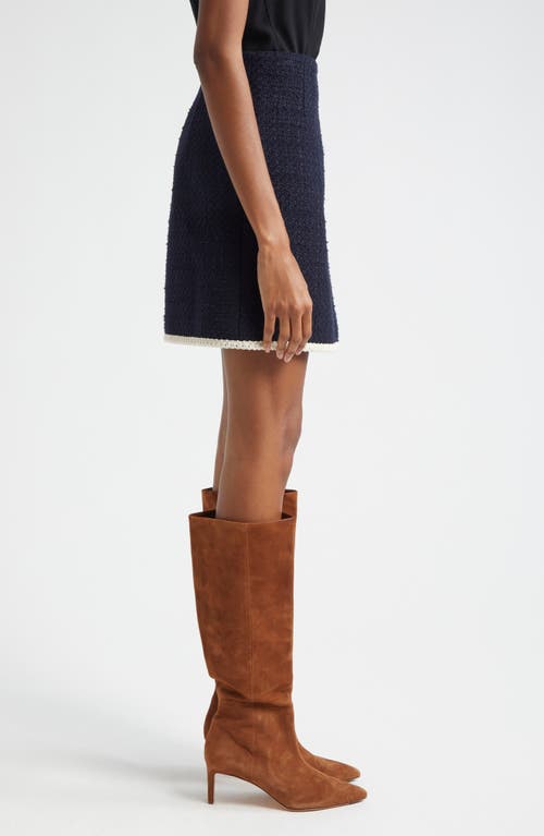 Shop Veronica Beard Roman Tweed Miniskirt In Navy